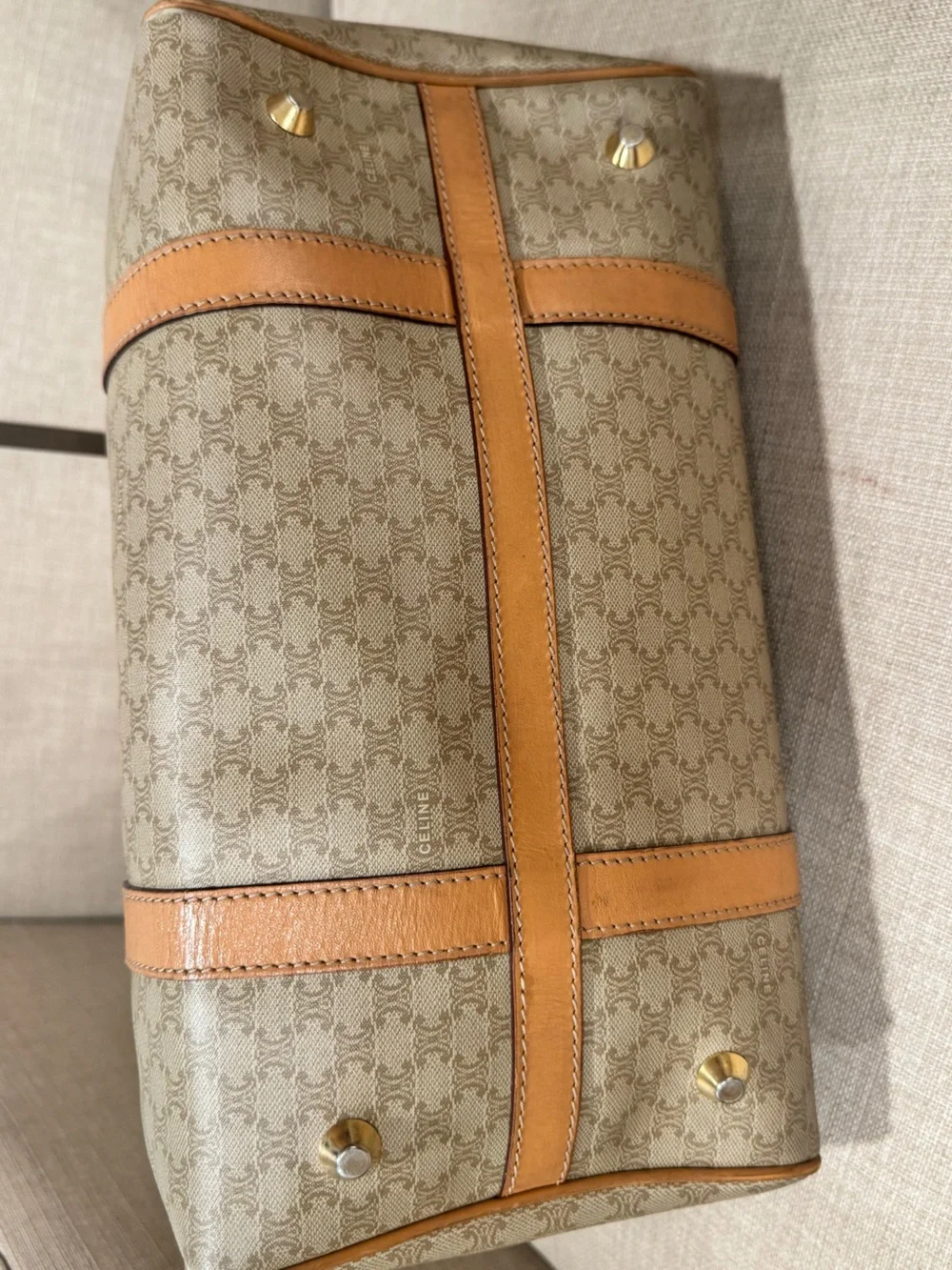Vintage Celine Macadam Boston Bag — Brown Monogram Canvas